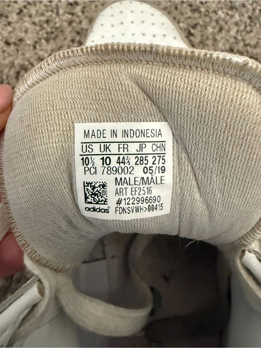 Adidas White High-Top Sneakers with Cream Interior Labeling